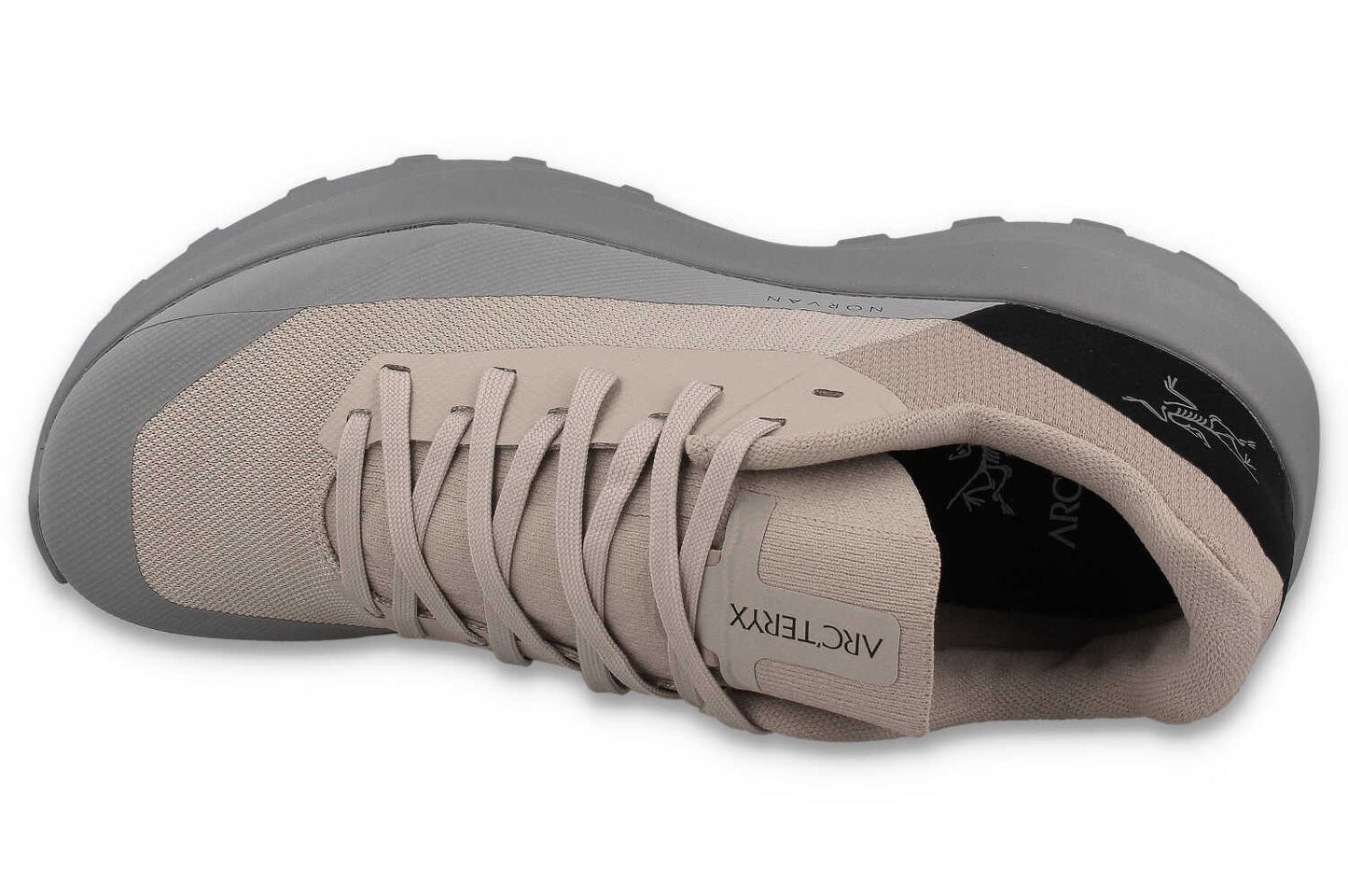 Arc'teryx Norvan LD 4 Damen Trailrunningschuh in Grau Beige – Draufsicht